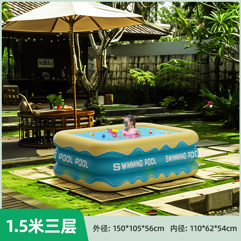 Overseas inflatable swimming pool for home, outdoor, baby, children, family, adult, thick square play pool