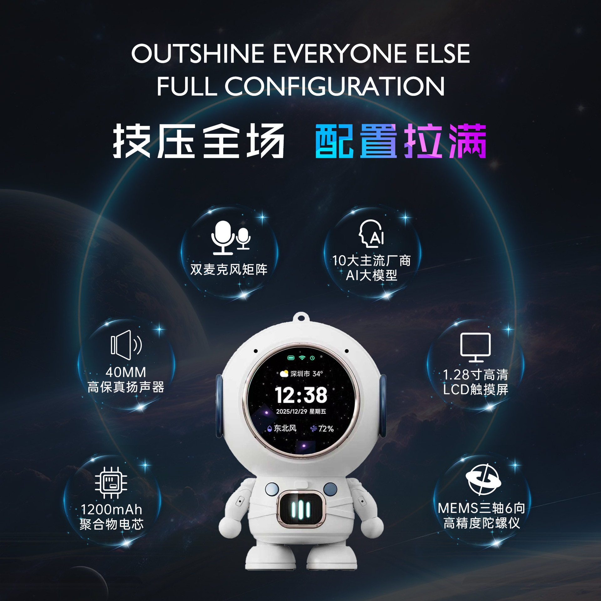Умная колонка-робот M2 Mini Astronaut AI