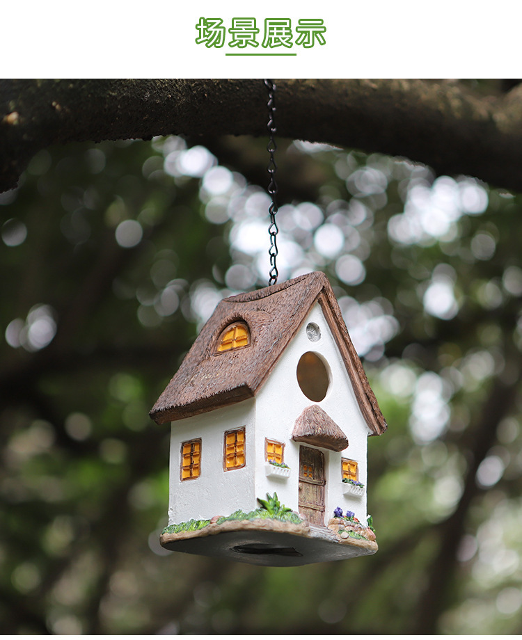 Resin bird nest, bird house, bird house, outdoor hanging courtyard garden decoration, bird feeder ornaments, resin handicrafts