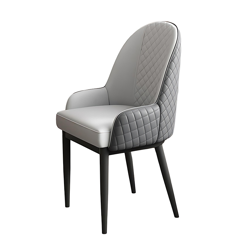 Italian minimalist metal mahjong hall chairs, dining chairs, sedentary backrests, hotel restaurant furniture, leather high backrests