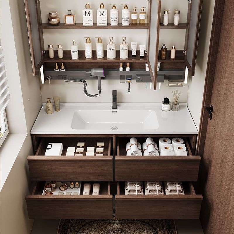 Ancient style ceramic integrated basin in bathroom cabinet, intelligent mirror cabinet, washbasin, wash basin cabinet combination