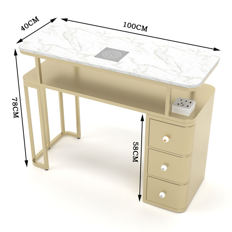 Стол для маникюра с пылесосом и стульями Marble Set (Роскошный стиль)