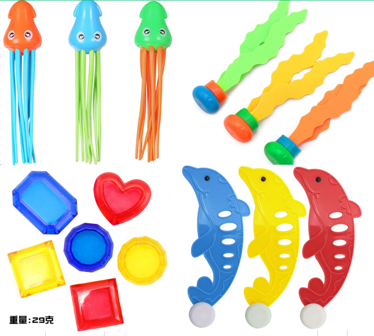 Cross border Amazon diving toys children's swimming pool treasure hunt diving torpedo water ring diamond water play set toys