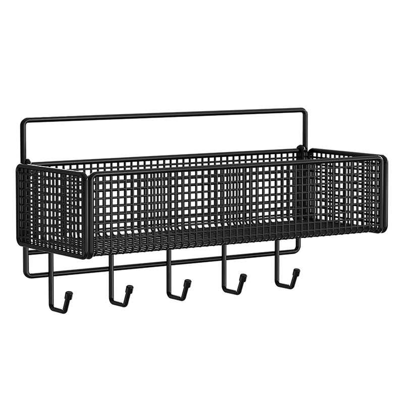 Bathroom storage rack, non perforated wall mounted bathroom, kitchen, toilet storage rack, washbasin, thickened wall hanging basket