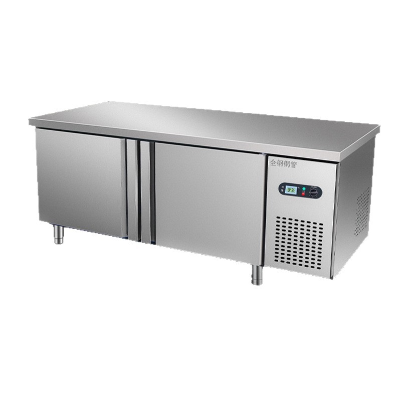 Stainless steel fresh-keeping workbench, kitchen refrigeration, freezing, dual temperature flat operation table, horizontal freezer, fresh-keeping cabinet, locking freshness