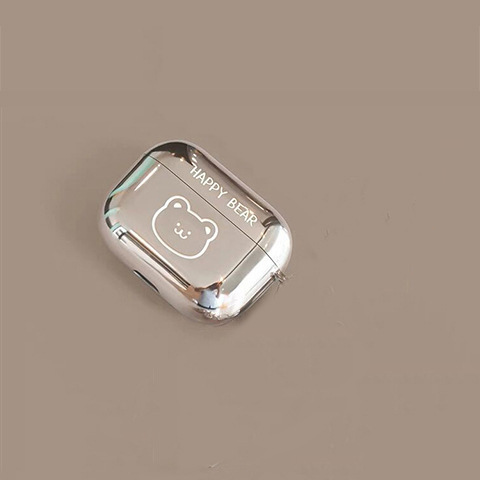 Suitable for Apple Pro2 earphone case electroplated soft shell earphone case suitable for AirPods 2 generation teddy bear pendant earphone case