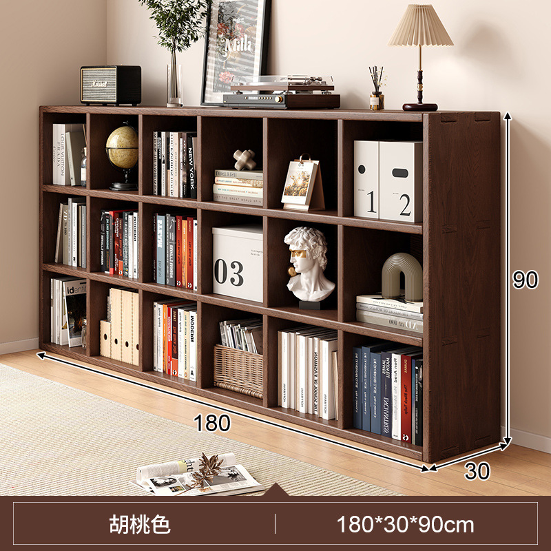 Solid wood bookshelf, floor to ceiling, household bedroom, bedside table, bookshelf, integrated sandwich, bedside storage cabinet, living room cabinet