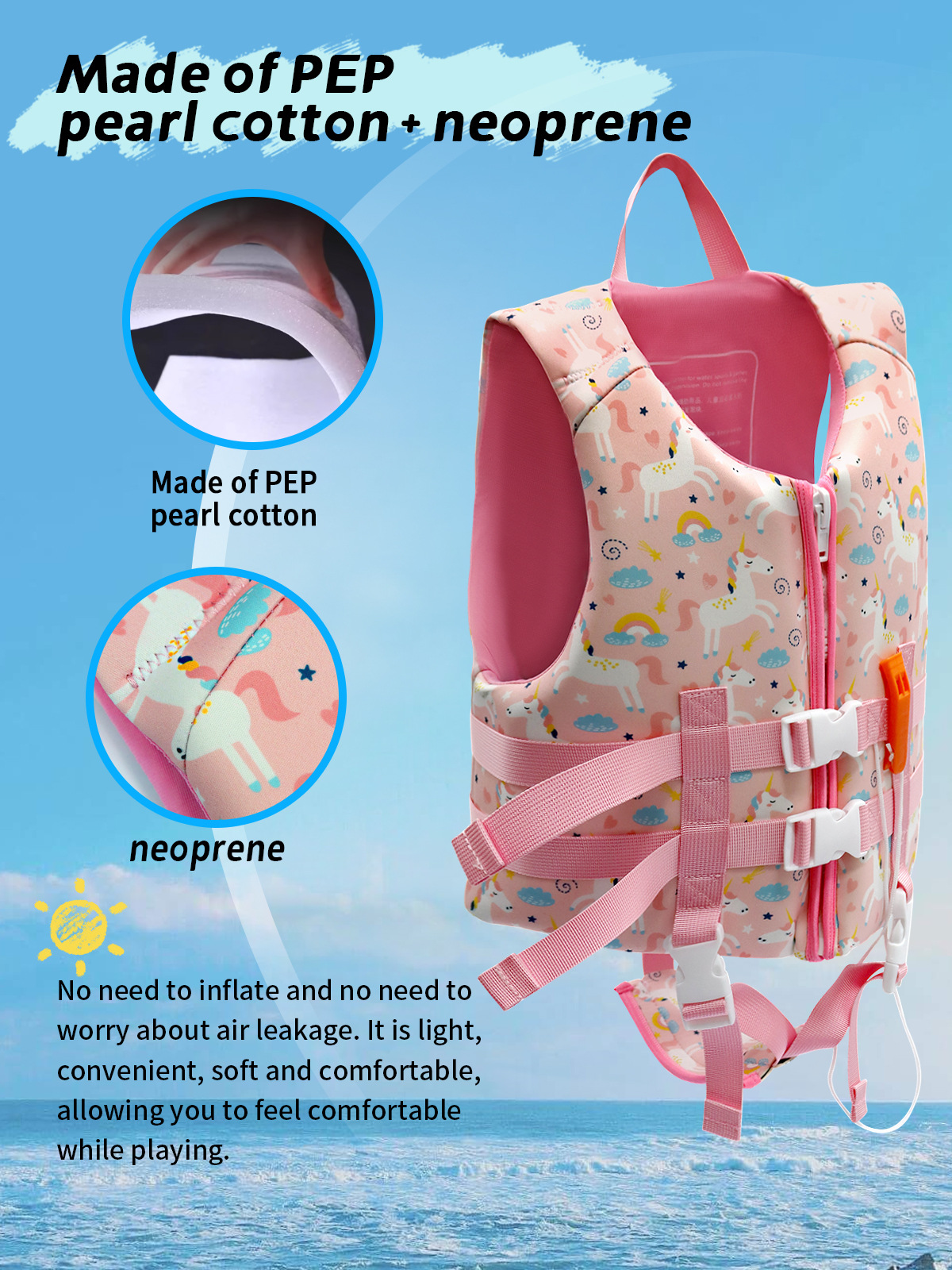 Cross border children's life jackets, diving materials, cartoon printed warm water buoyancy jackets, swimming vests for men and women aged 3-12