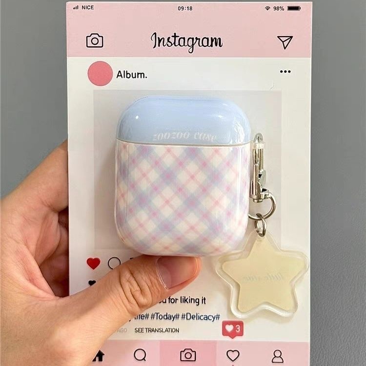 Personalized Ins, niche color blocking grid pattern, Apple's new AirPods, spro3 Bluetooth earphones, 4th generation protective case, 3rd generation 2