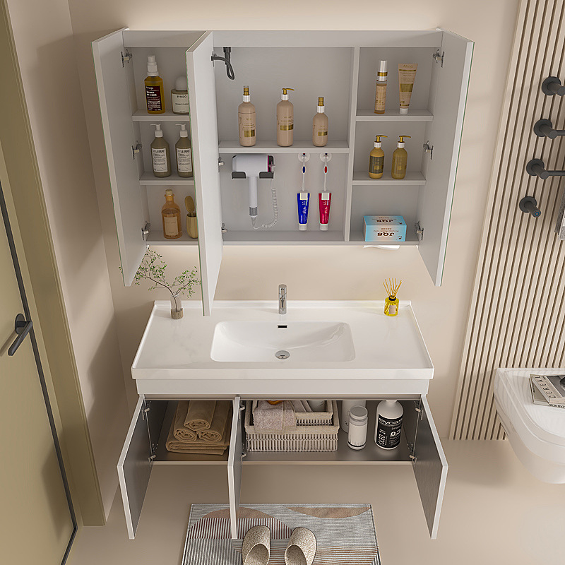 304 stainless steel bathroom cabinet combined with ceramic, one set of washbasin, bathroom sink, washbasin, and basin integrated