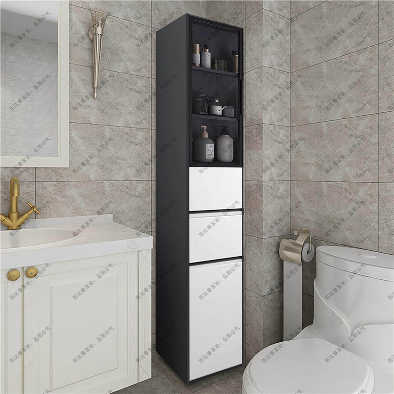 Solid wood waterproof bathroom, washbasin, storage cabinet, crevice side cabinet, narrow cabinet, storage cabinet, standing cabinet