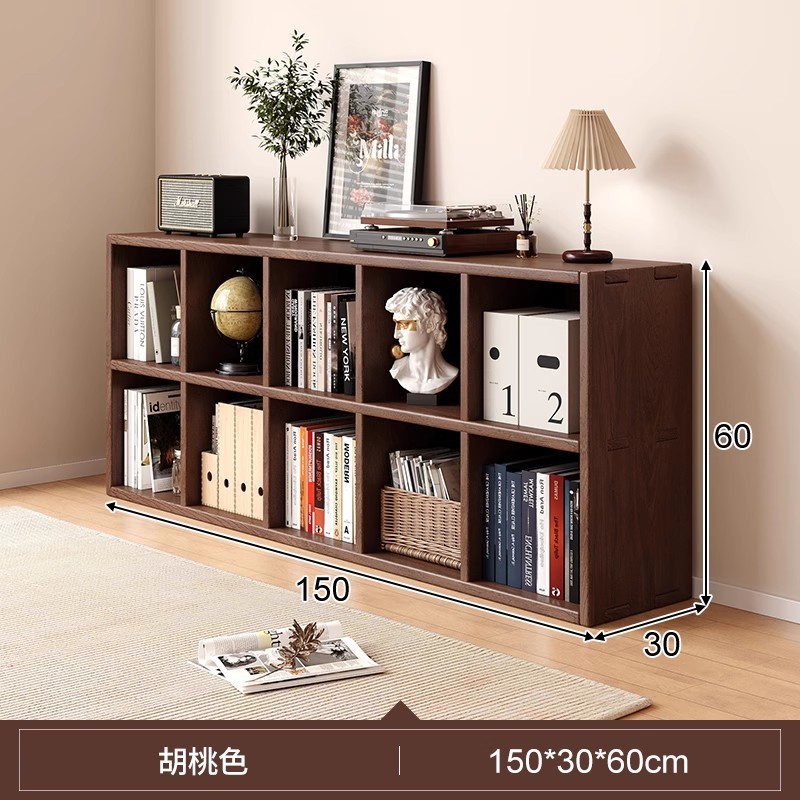 Solid wood bookshelf, floor to ceiling, household bedroom, bedside table, bookshelf, integrated sandwich, bedside storage cabinet, living room cabinet