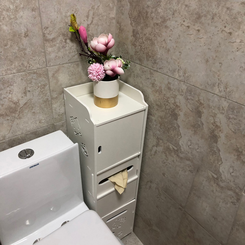 Bathroom side cabinet, toilet side cabinet with garbage bin, bathroom crevice shelf, toilet storage, waterproof storage cabinet