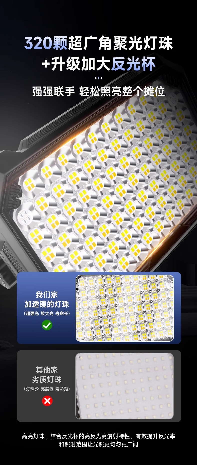 Rechargeable lighting, outdoor camping light, portable stand light, power outage emergency light, night market stall light, super bright stall light