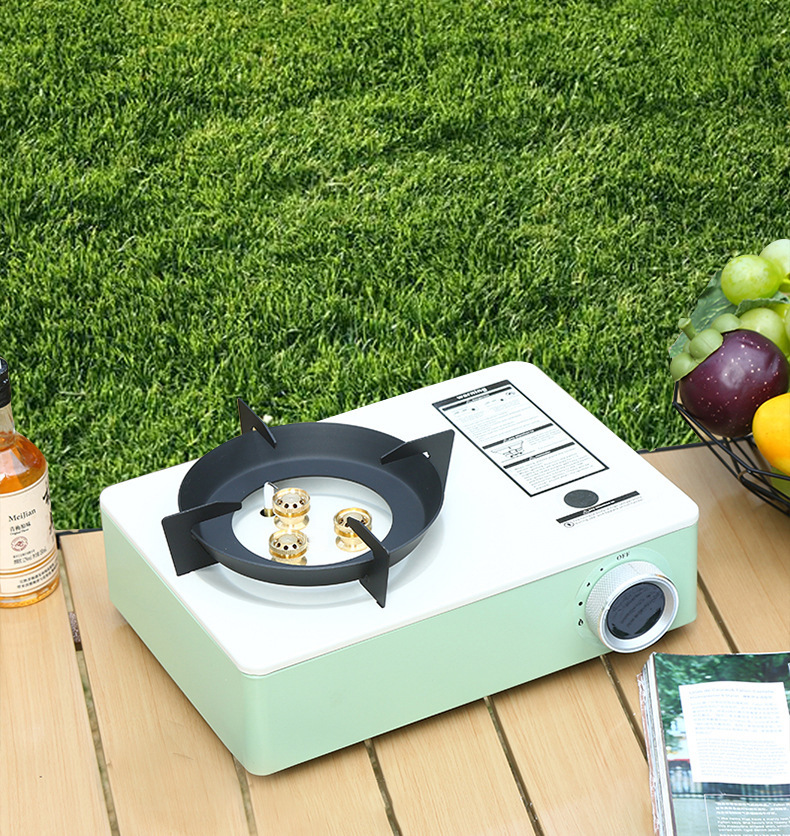 Outdoor camping, three head windproof stove, portable gas stove, dual-purpose card stove, picnic gas stove, card magnetic stove