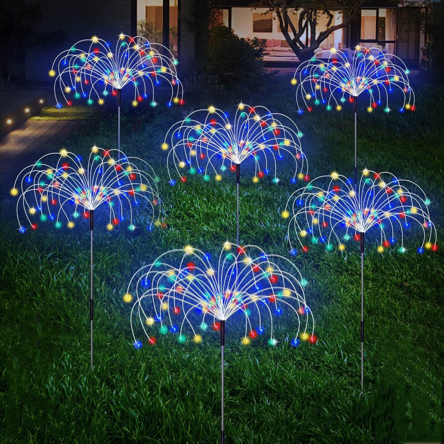 Amazon solar fireworks lights, LED lights, Christmas ground plug, 8 modes, outdoor waterproof garden courtyard decoration