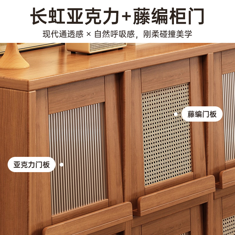 矮柜实木置物柜收纳柜沙发书柜餐边柜茶水柜家用储物柜一体格子柜