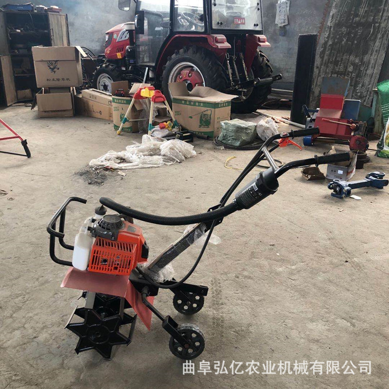 Manufacturer direct sales small gasoline rotary tiller for land reclamation, plowing machine for water and drought dual-use, pulping and loosening soil micro tiller