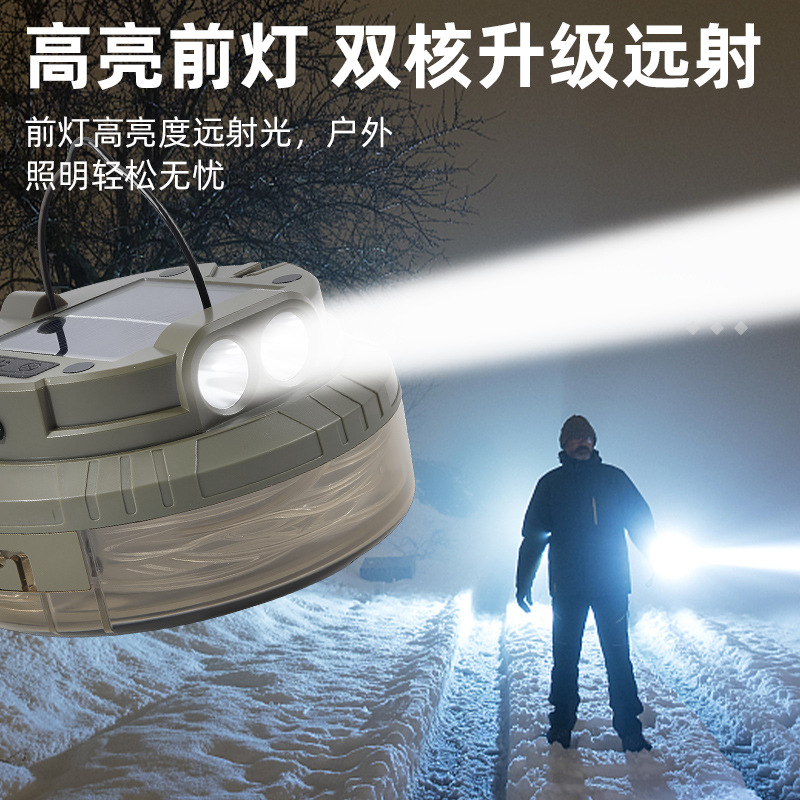 Cross border new solar powered 20 meter camping light tape measure storage LED camping light string tent emergency atmosphere