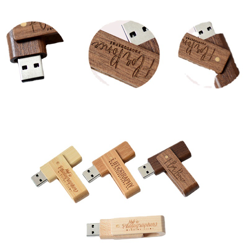 竹木u盘闪存驱动器256GB 8GB 16GB 32GB 64GB 128GB木质旋转u盘