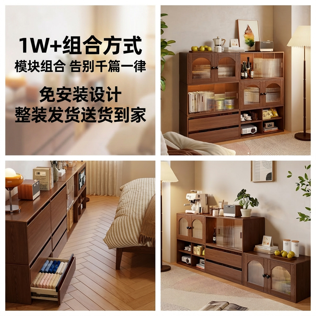 Модульный стеллаж-шкаф из массива дерева Chenjie Furniture