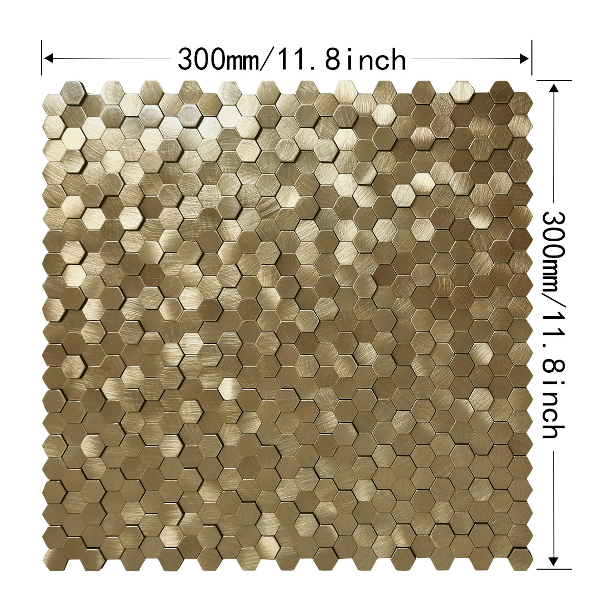 High and low hexagonal metal mosaic wall stickers, stainless steel background wall, small particle ceramic tiles, self-adhesive bathroom and kitchen