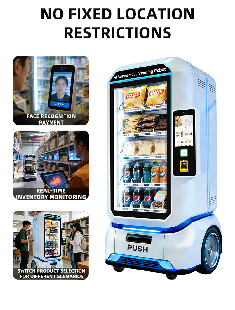 Automated vending machine AI robot autonomous obstacle avoidance 24-hour self-service unmanned vending machine commercial source factory