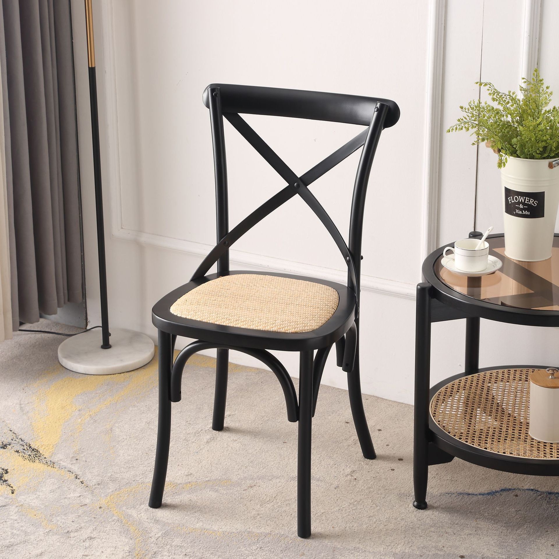 Foreign trade solid wood household chairs, conference negotiations, tables and chairs, retro wedding homestays, internet celebrities, back fork dining chairs, high back chairs