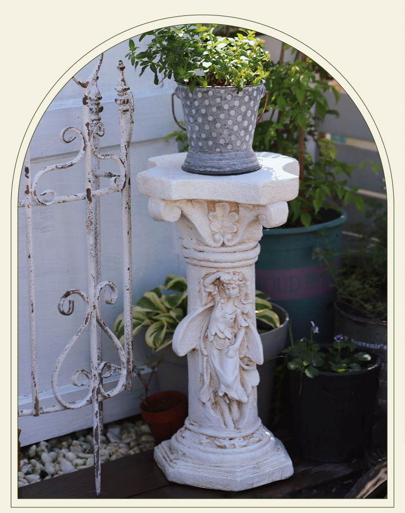 Factory direct sales of European style antique white angel Roman column basin cushion base, miscellaneous garden decoration ornaments, handicrafts