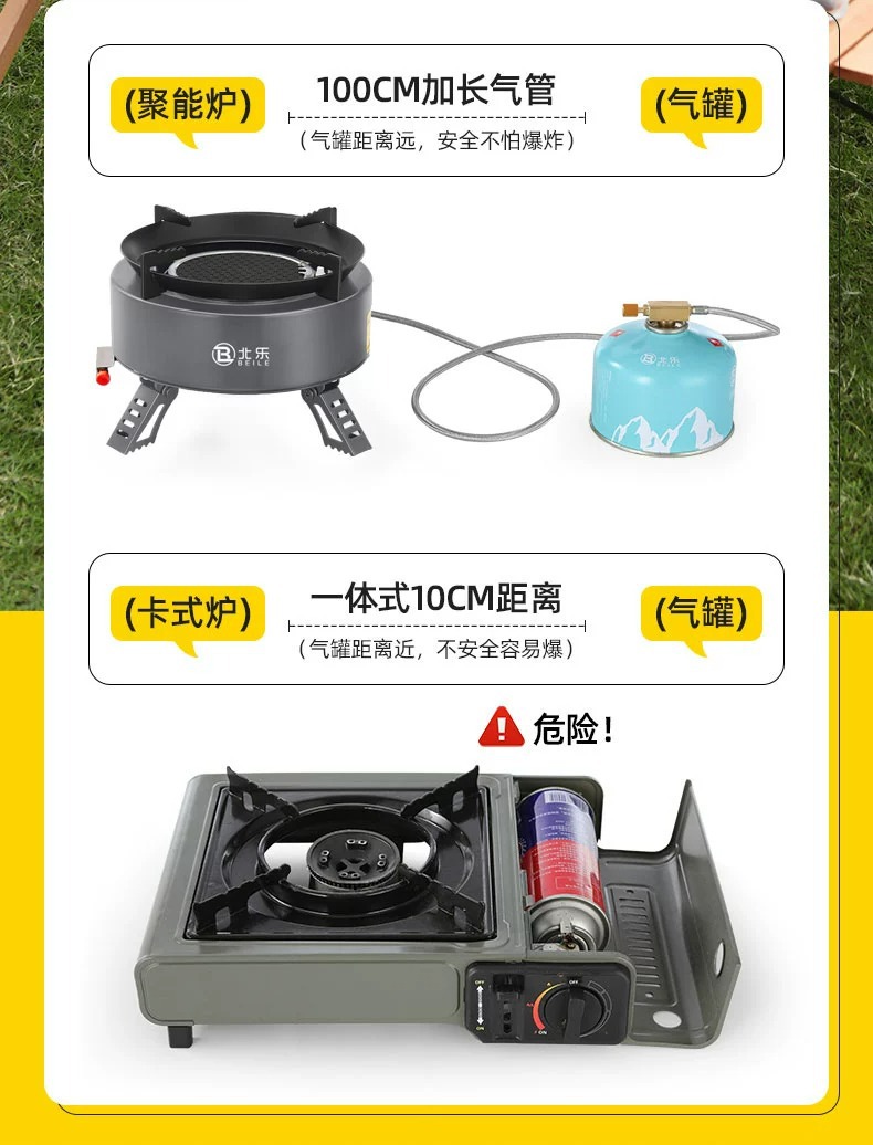 Card stove, outdoor portable tea stove, camping and picnicking equipment, complete set of gas stove, stove, detachable new model