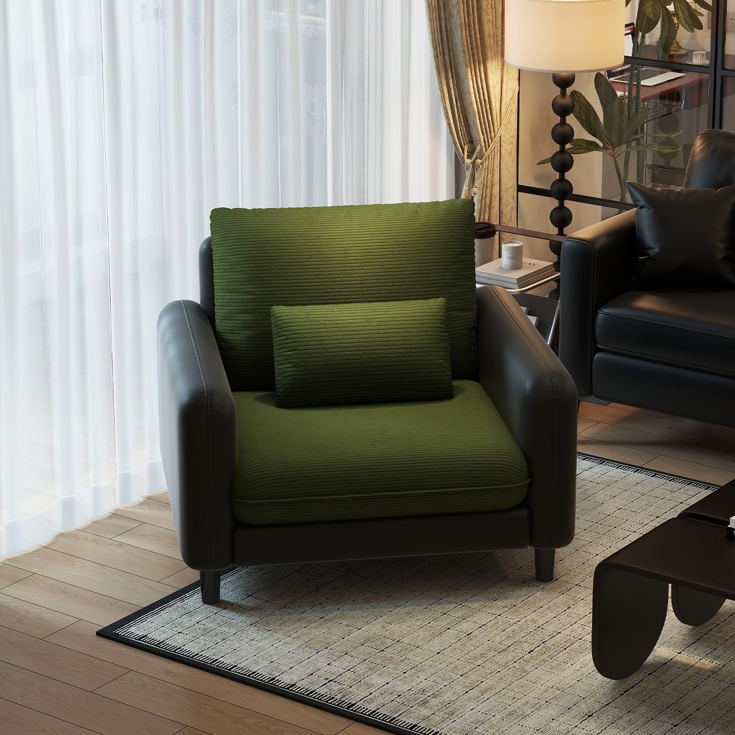 Vintage single sofa chair, small-sized leather art single chair, living room balcony, leisure chair, living room sofa backrest chair