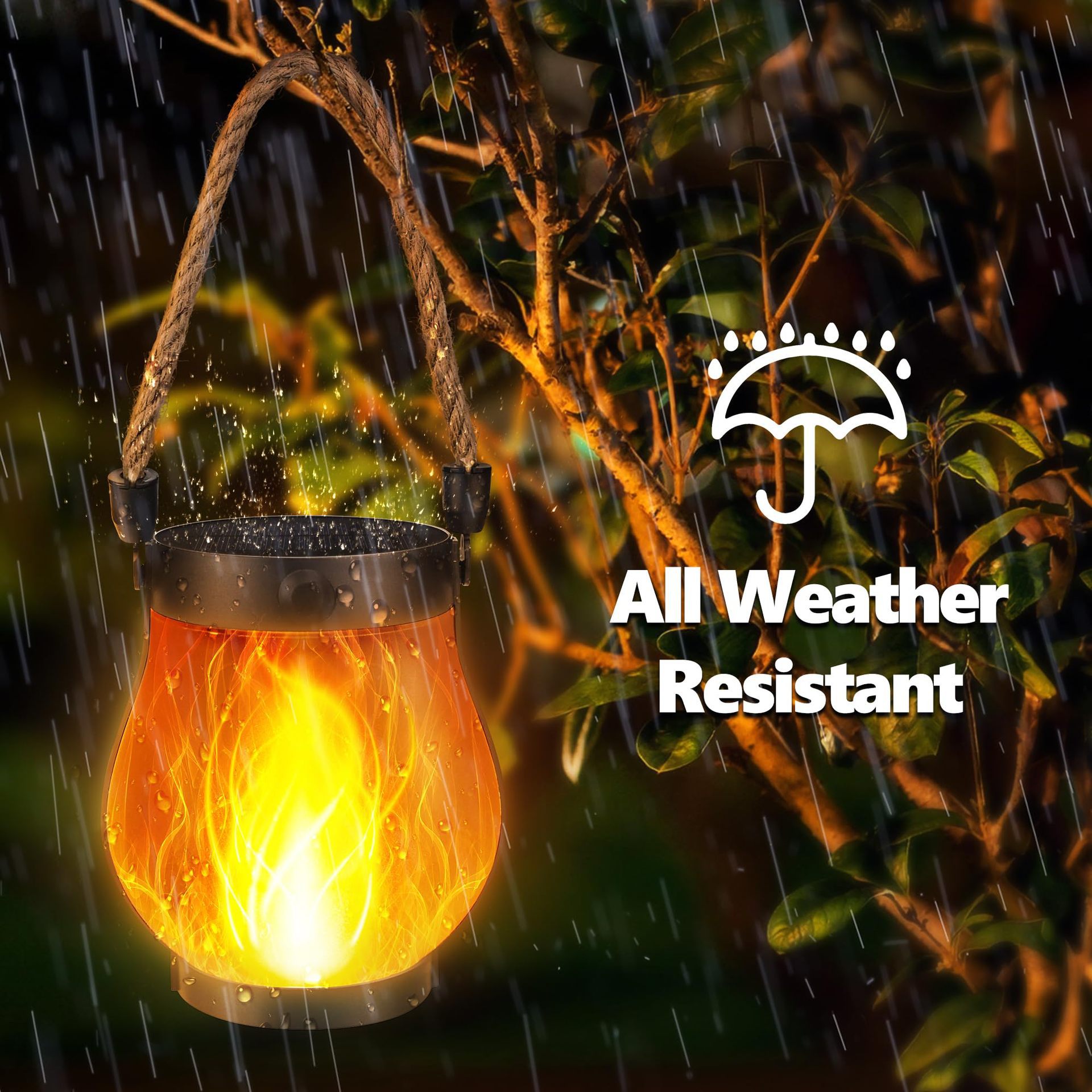 Cross border solar flame lamp hemp rope lantern courtyard garden decoration Mason lamp solar USB courtyard lamp