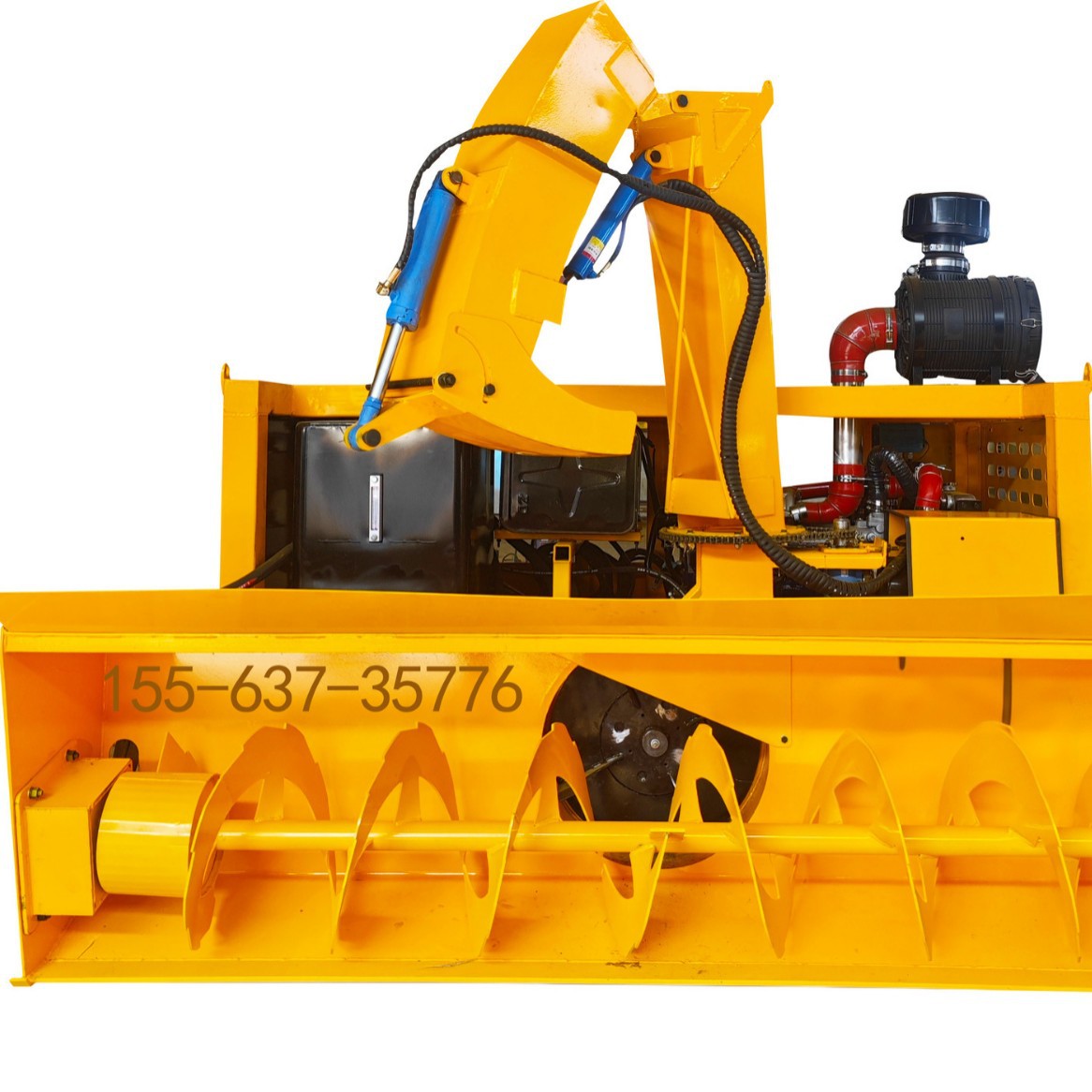 Multi functional car mounted snow thrower with front sweep and rear push, high-pressure airflow to assist in clearing snow and garbage together