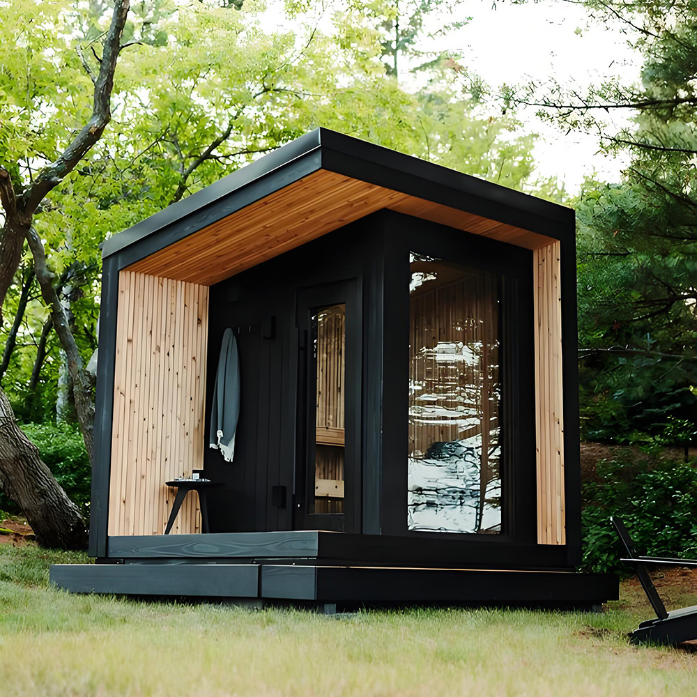 4-6 person outdoor sauna room with red cedar wood