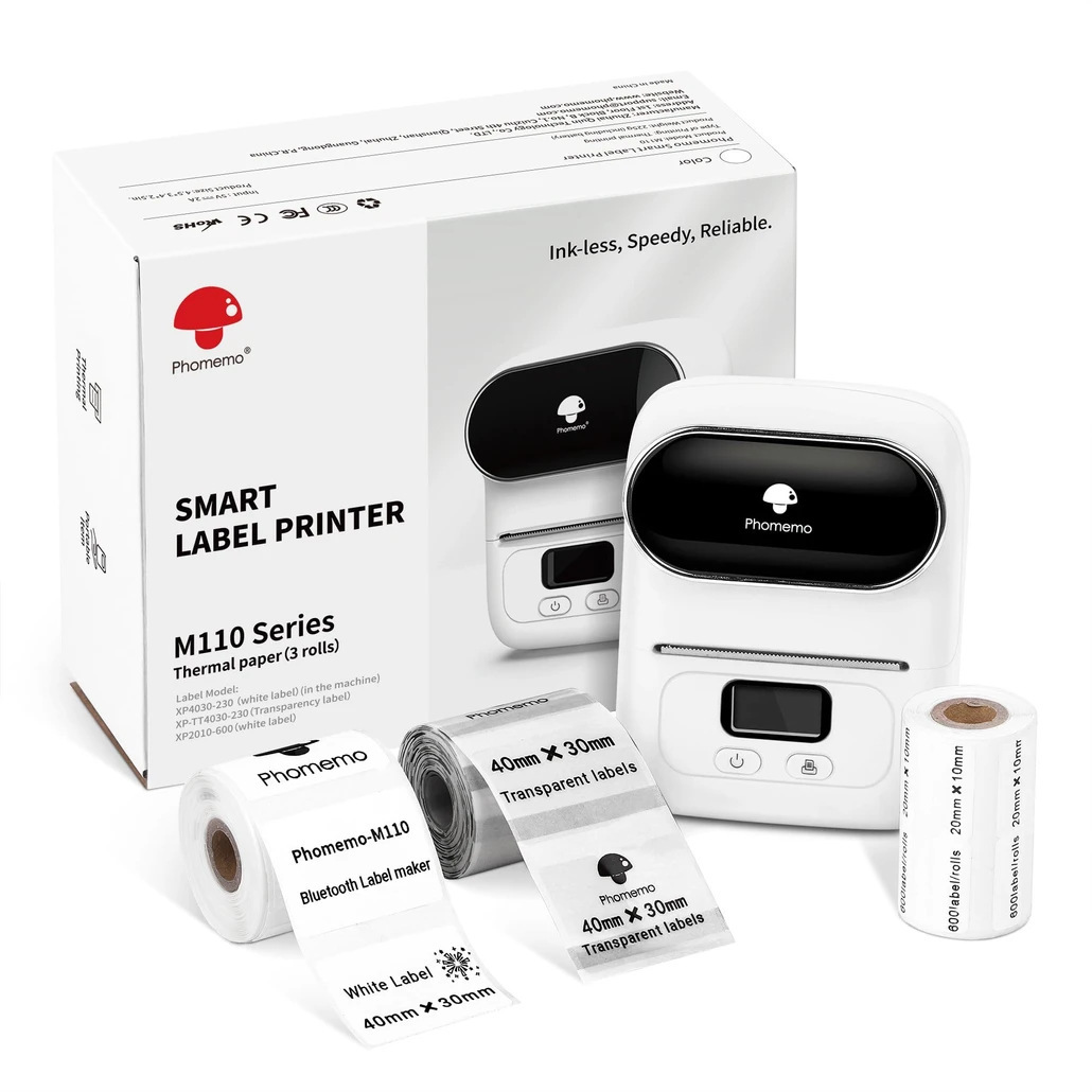Phomemo M110商用标签打印机迷你蓝牙便携跨境热敏打印机LOGO批发