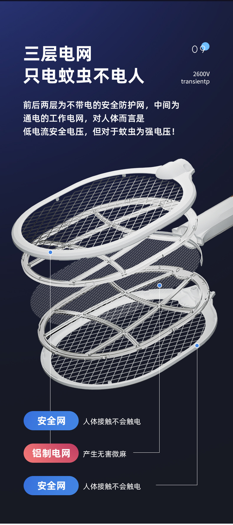 Electric mosquito swatter, electric shock mosquito killer lamp, 2-in-1 household USB charging mosquito swatter, mosquito trap, fly swatter manufacturer
