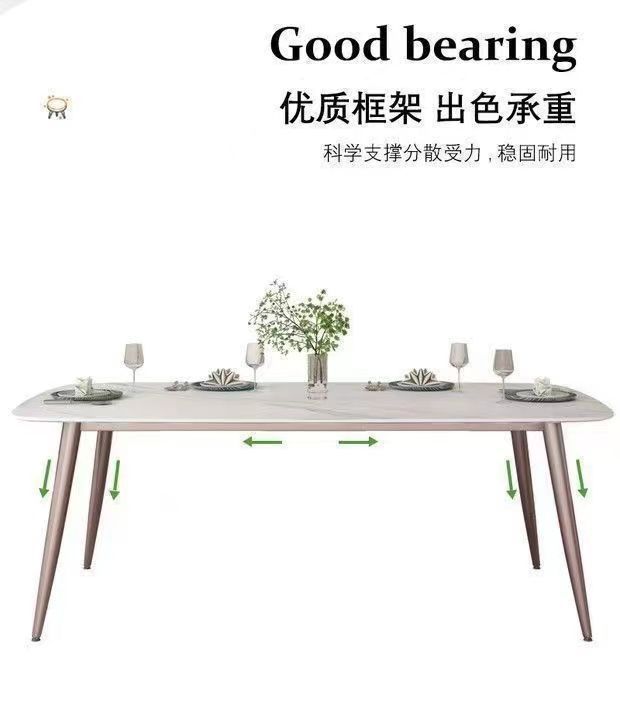 Light luxury and minimalist rock slab dining table, small-sized household, rectangular Beile chair, kitchen, living room, Moran purple dining table and chairs