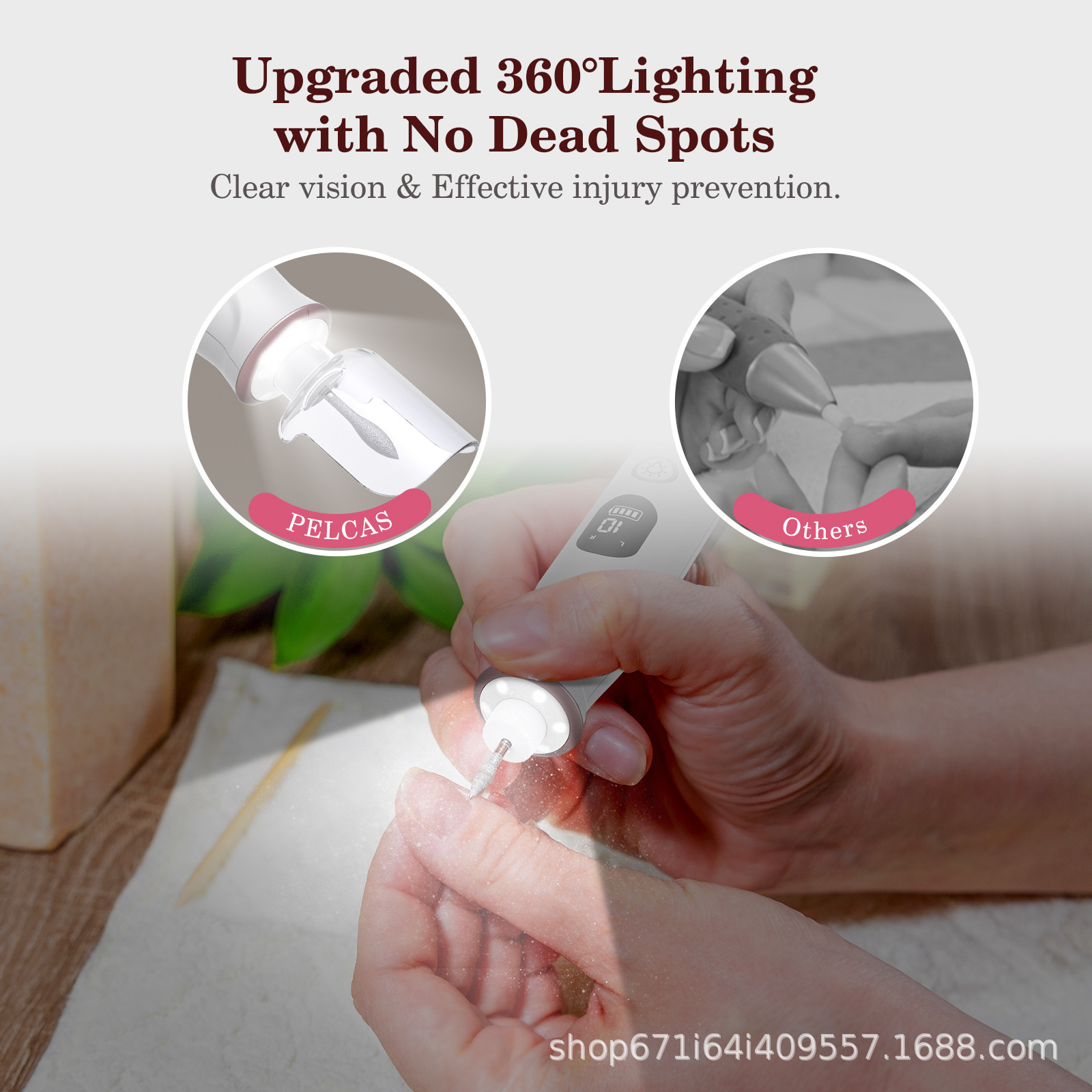 Беспроводная шлифмашинка для ногтей PELCAS AOL04 с LED-подсветкой