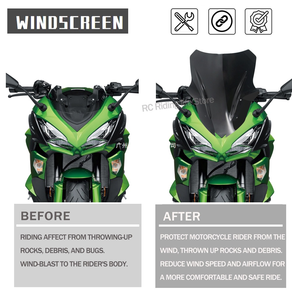 Подходит для лобового стекла мотоцикла Kawasaki Ninja 1000 1000SX 2017-2023 2024 Z1000SX