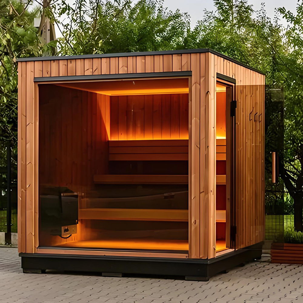 4-6 person outdoor sauna room with red cedar wood