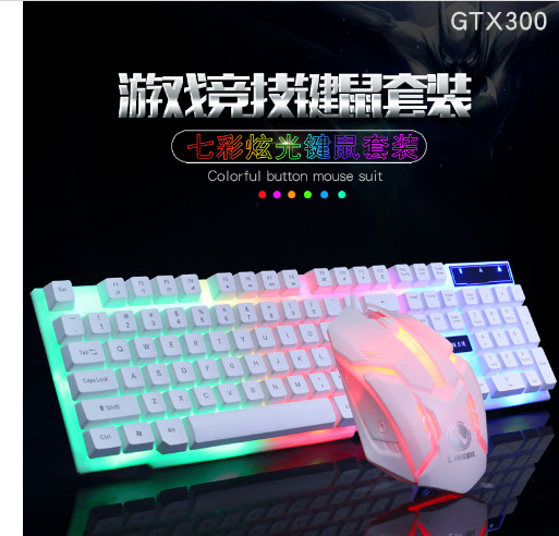Docton Suspended Rainbow Backlight Computer USB Wired Keyboard and Mouse Set DIY Installation and Configuration