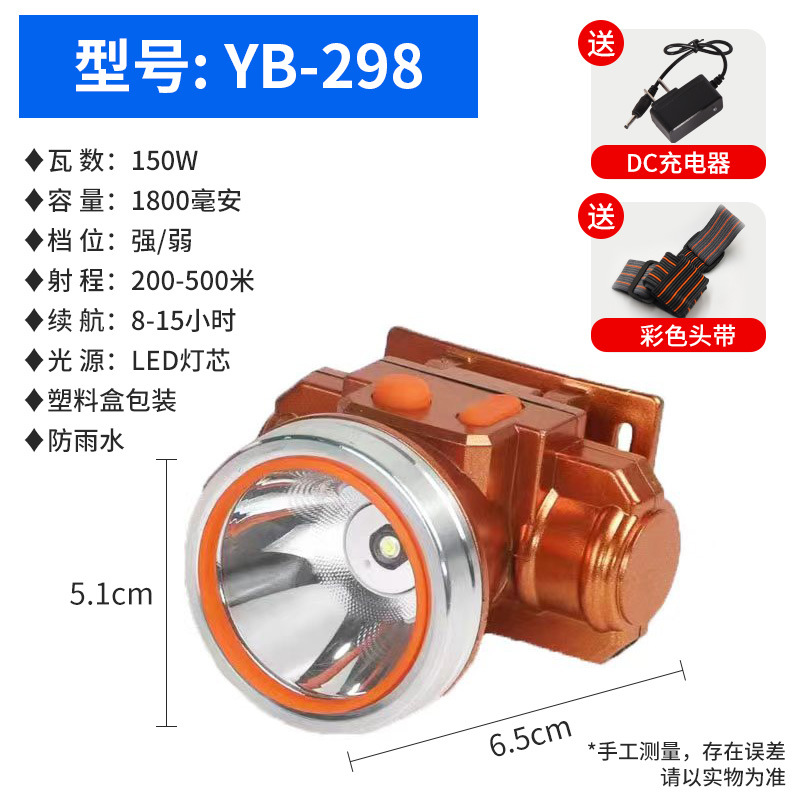 Strong light headlight, outdoor LED ultra bright long-range spotlight, bald head, wearable night fishing mineral light, long endurance, lithium battery charging