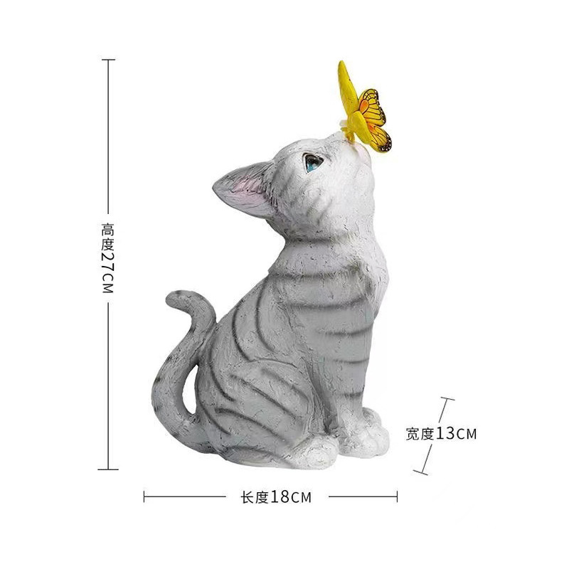 Outdoor solar powered luminous cat and rabbit shaped lamp, creative resin ornament, courtyard landscape garden decoration lamp
