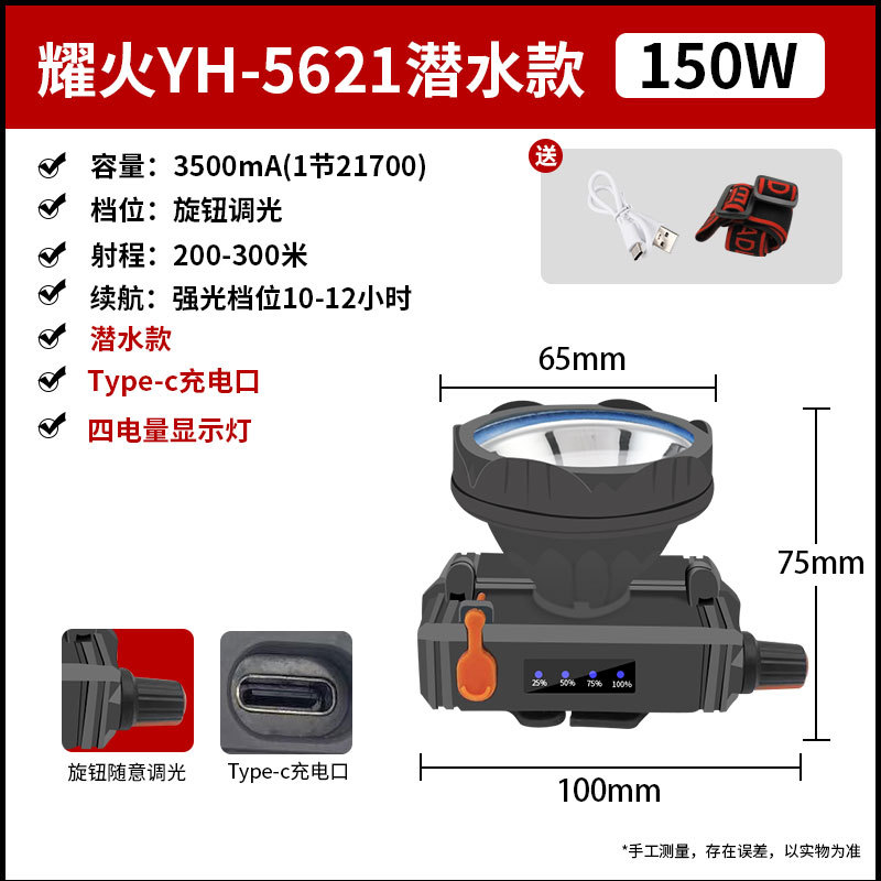 工厂批发超亮耀火头灯 感应白光黄光钓鱼灯激光炮长续航LED手电筒