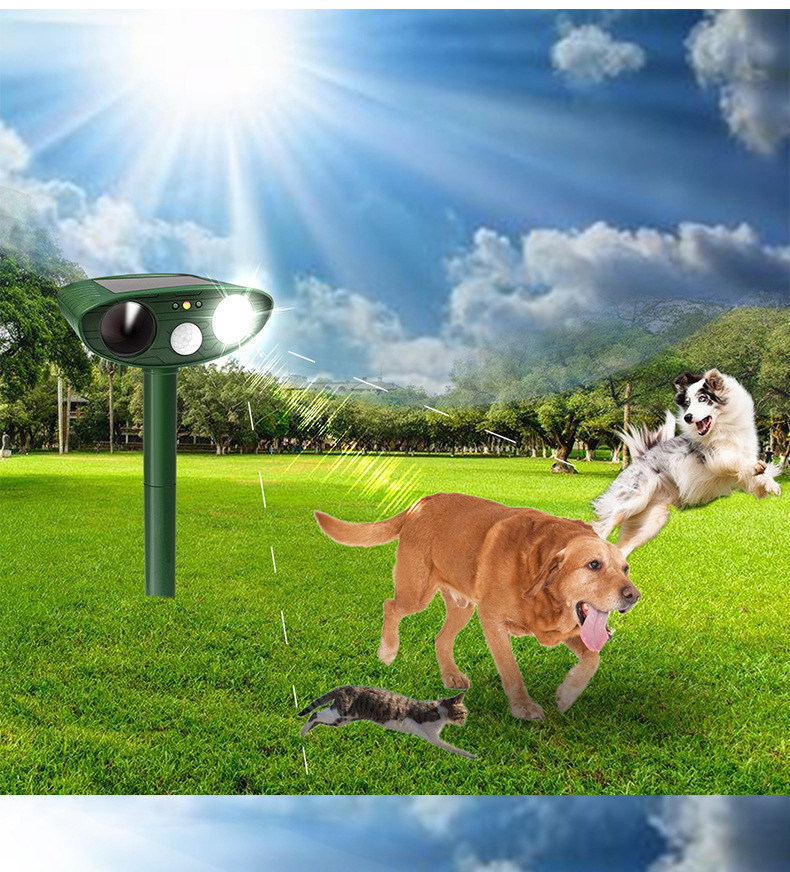 Multi functional outdoor solar ultrasonic animal repellent, mouse repellent, bird repellent, cat and dog repellent
