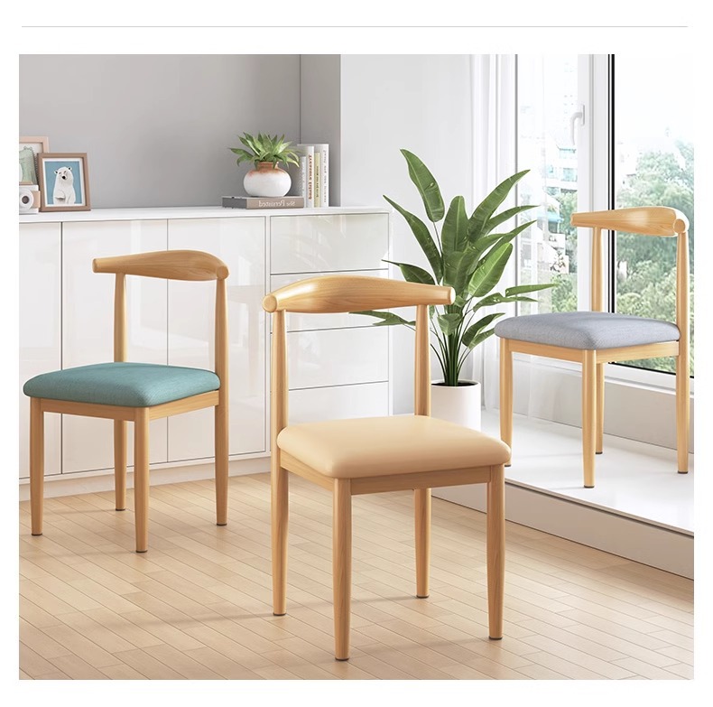 Dining chairs for home use, Nordic backrest chairs, desks, modern and minimalist dormitories, university dining rooms, iron horn chairs