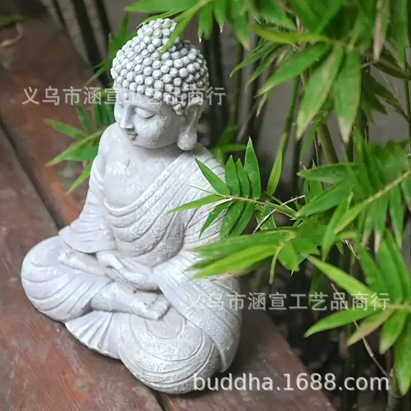 Garden Buddha Statue Decoration Chinese Zen Shakyamuni Sitting Statue Courtyard Decoration Landscape Study Entrance Photography Props