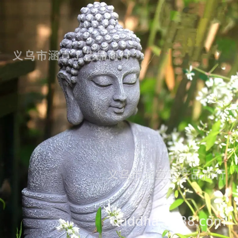 Garden Buddha Statue Decoration Chinese Zen Shakyamuni Sitting Statue Courtyard Decoration Landscape Study Entrance Photography Props