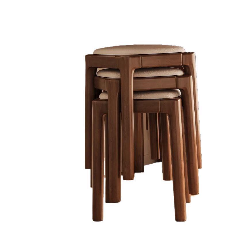 Solid wood stool for household use, stackable soft bag stool, living room wooden low stool, simple modern small square stool, dining table chair
