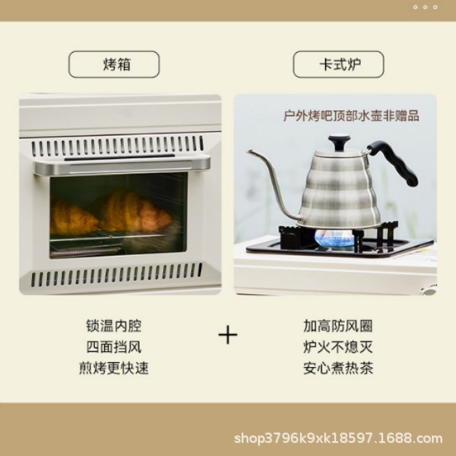 Outdoor multifunctional gas oven, barbecue grill, large capacity baking, small household card stove, camping, portable camping
